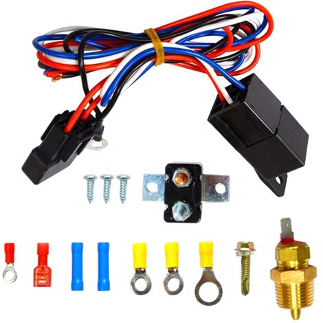 X AUTOHAUX Electric Fan Relay Kit With 185'F On-175'F Off Thread-in Probe 40A