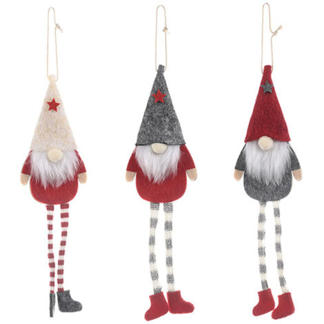 3 Pack Christmas Faceless Long Leg Gnome Santa Xmas Tree Hanging Drop ...