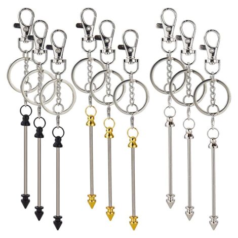 PATIKIL 10 Pcs Beadable Keychain Bars, Metal Beaded Keychain