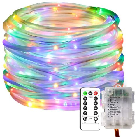 LED Rope String Lights 33FT 100 LEDs 8 Modes Multicolor Outdoor ...
