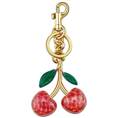 Sparkling Cherry Keychain Bag Charm - Cute Purse & Backpack Accessory Bling For Women & Girls - View #2