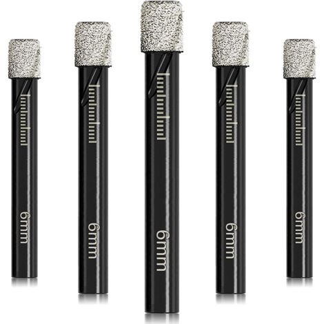 5 PCs Dry Diamond Drill Bits Set 6mm Round Shank Brazed Holes Saw Bit for Ceramic Marble Tile Hard Materials