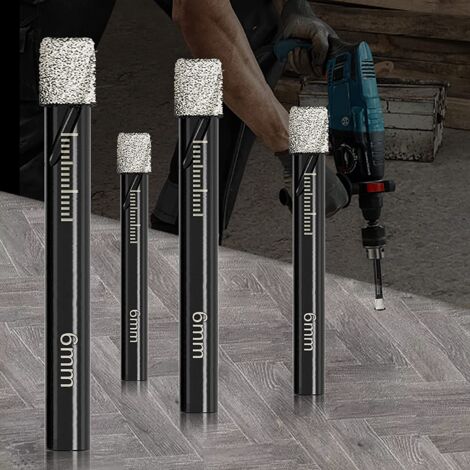 5 PCs Dry Diamond Drill Bits Set 6mm Round Shank Brazed Holes Saw Bit for Ceramic Marble Tile Hard Materials