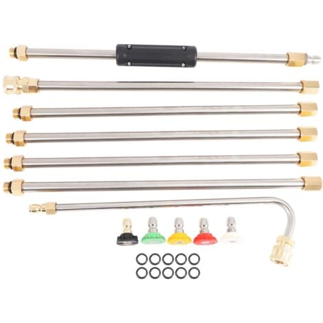 Gutter Cleaning Tool Pressure Washer - Extension Wands, Roof Cleaner Nozzle 4000 Psi 5 Tips, Window Washing Accessories, Power