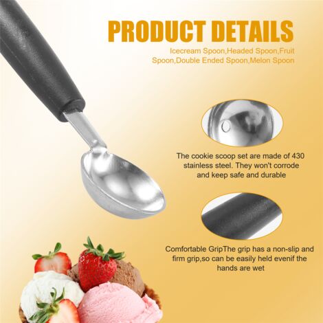 Double Ended Headed Fruit Icecream Ball Spoon Melon Baller Parisienne Scoop 30mm.jpg 640x640