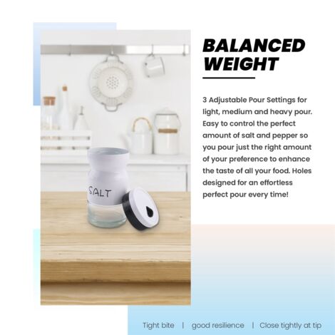 Farmhouse Salt And Pepper Shakers Set With Adjustable Lids, Modern Home Country Kitchen Decor Cute Shaker Set
