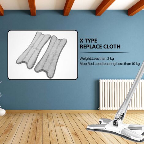 1 Set 2 Pcs Fiber Flat Floor Cleaning Cloth X Type Replace Mop Household Accessories