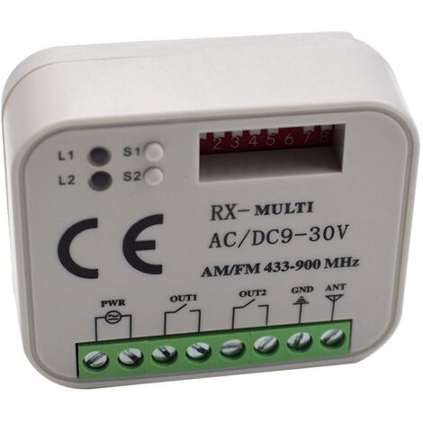 Garage Door Remote Control Receiver 2Channel Controller Switch for 433 868 MHz Transmitter RX Multi Frequency 433-900MHZ