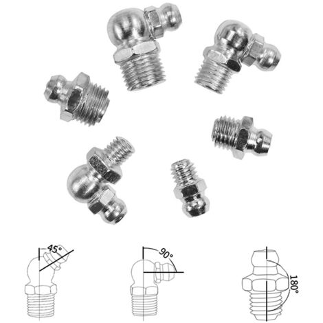 61-Piece Grease Gun Coupler Fittings Kit With M6/M8/M10 & Angled Nozzles – 1/8" NPT
