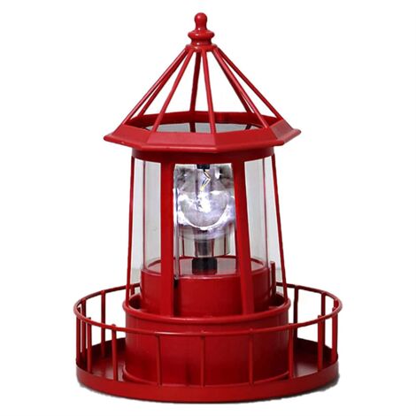 LED Solar Powered Lighthouse, 360 Degree Rotating Lamp Courtyard ...