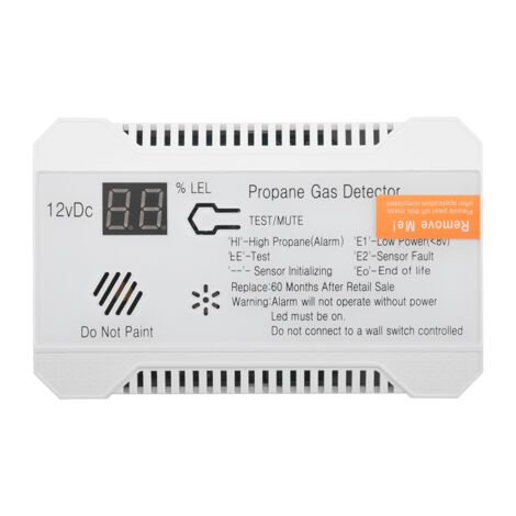 Propane Detector 12V LPG Natural Gas Sensor Leak Alarm 85DB Siren for Car RV Home Digital Tester Meter(White)