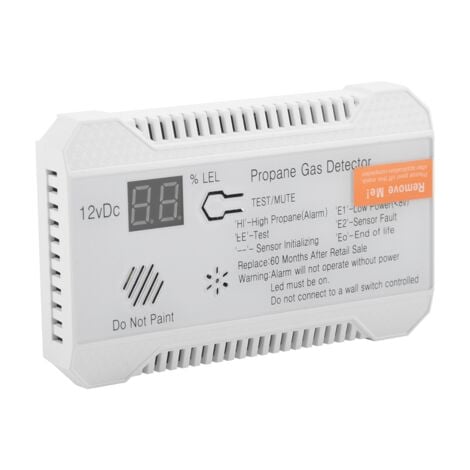 Propane Detector 12V LPG Natural Gas Sensor Leak Alarm 85DB Siren for Car RV Home Digital Tester Meter(White)