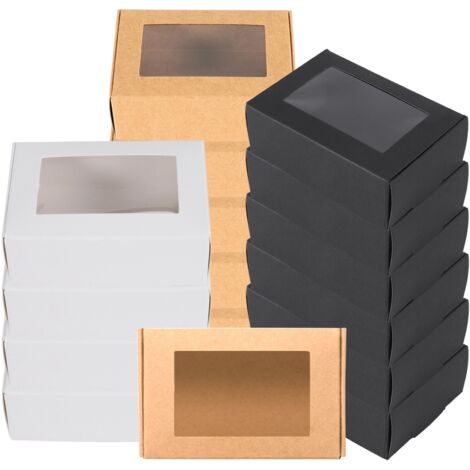 30 Pcs Mini Kraft Paper Box with Window Present Packaging Treat for ...