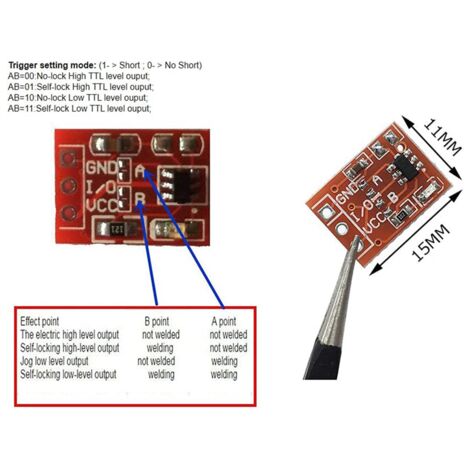 100Pcs TTP223 Touch Key Switch Module Touching Button Self-Locking/No ...
