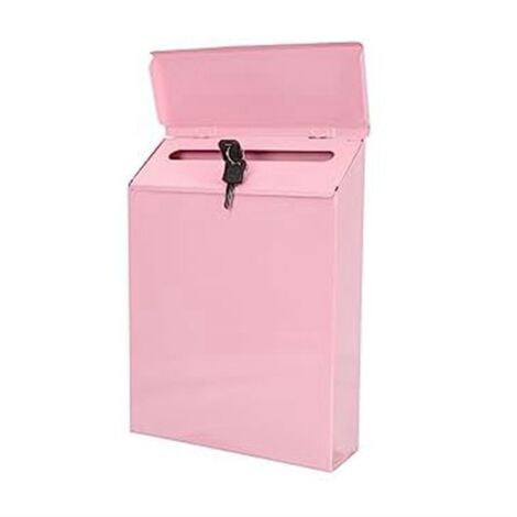 Wall-Mounted Mailbox Lockable Wall Collection Box Farmhouse with Key Suitable for Home Office Pink