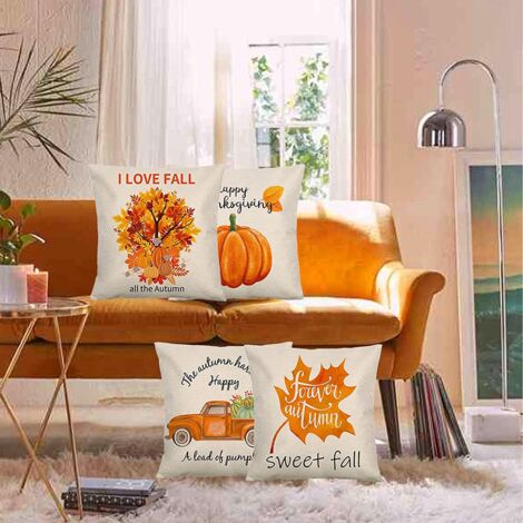 Pillow Covers for Fall Decor 18X18 Set of 4, Farmhouse Autumn