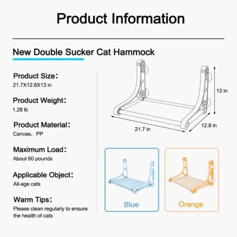 Cat Window Perch,Cat Hammock with Two Modes of Use Orange