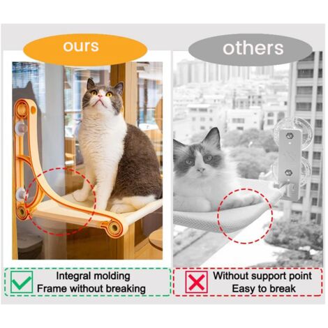 Cat Window Perch,Cat Hammock with Two Modes of Use Orange