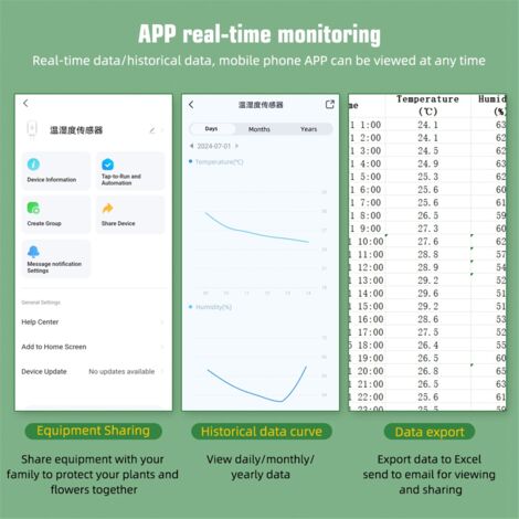 Bluetooth Soil Tester Temperature Humidity Test Meter Potted Plant Moisture Measuring Instrument APP Control
