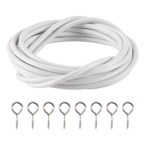 Curtain Wire and Hooks Set, 3 Meters Net Wirewith 8Pcs Screw-in for Rod