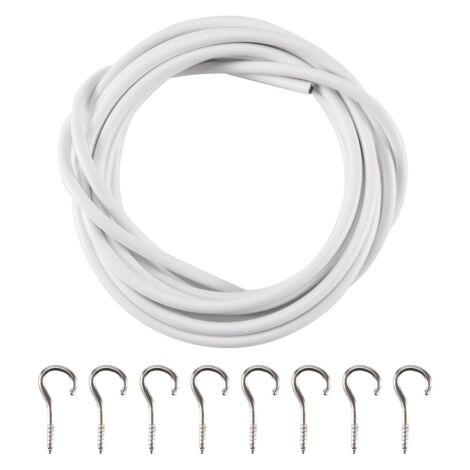 Curtain Wire and Hooks Set, 3 Meters Net Wirewith 8Pcs Screw-in for Rod