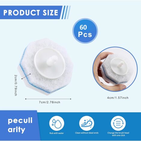 60pcs Upgraded Toilet Brush Wand Disposable Cleaning Heads Compatible Refills