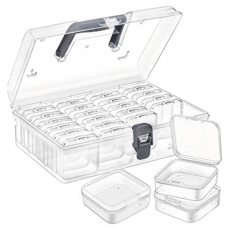 24 PC Bead Organizer Box - Small Storage Containers With Lids Clear Craft Supply Case