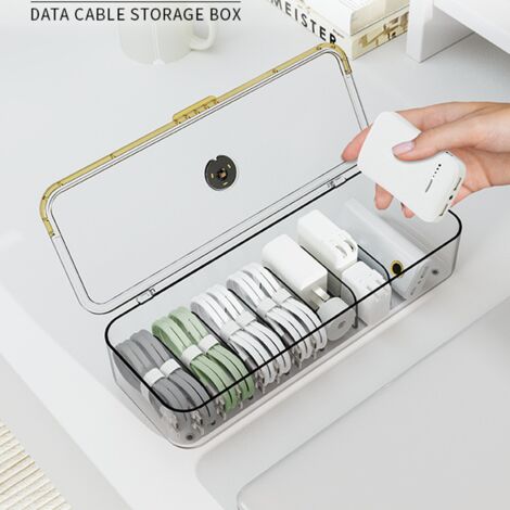 Desktop Storage Box Multifunctional Frame Sorting Clamshell Design Data Cable Transparent