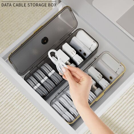 Desktop Storage Box Multifunctional Frame Sorting Clamshell Design Data Cable Transparent