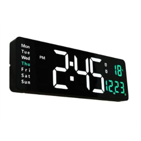 Large Digital Wall Clock Remote Control Temp Date Week Display Power ...