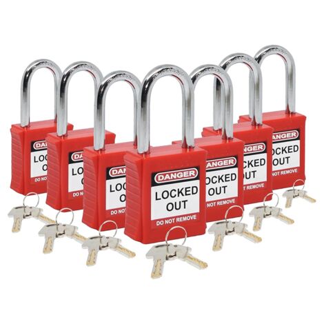 Lockout Tagout Lock Set - 7 Red LotoLocks, Out Keyed Different Padlock ...
