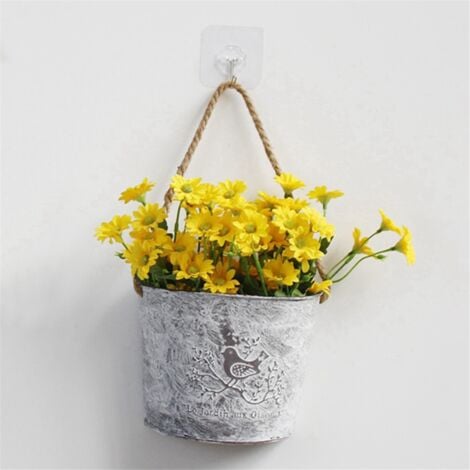 Wall Hanging Planter Plant Pot Flower Basket Garden Container Metal Iron Holder Home Balcony Decoration