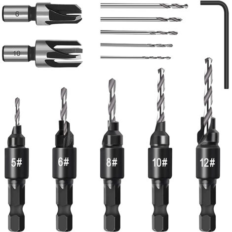 WENHUALI 34-Pack Wood Working Tools Including 6 Countersink Drill Bit WENHUALI 34-Pack Wood Working Tools Including 6 Countersink Drill Bit