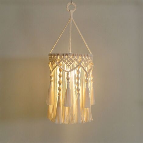 Boho Lamp Shade,Boho Hanging Handmade Macrame Shade Plug in Pendant Light,Bohemian Lights