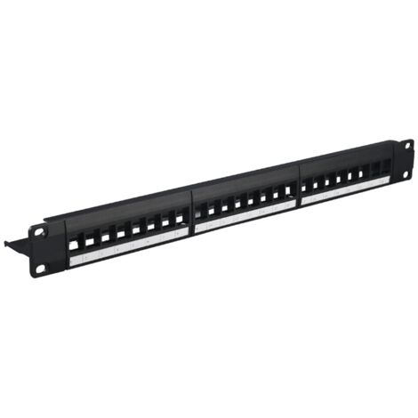 19-Inch 1U Cabinet Rack Through 24-Port CAT6 Patch Panel RJ45 Network ...