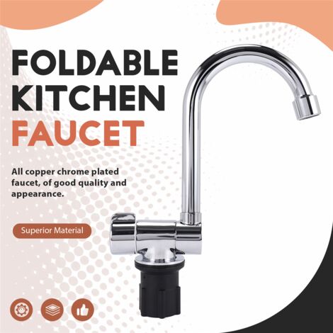 Foldable Kitchen Faucet 360 Dgree Rotation Sink Water Tap Single Handle Cold & Hot Mixer for RV Boat