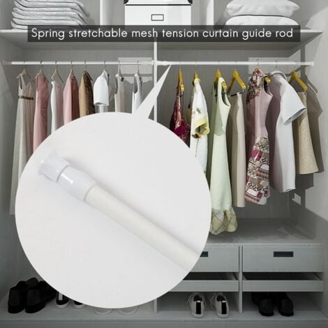Spring Loaded Extendable Telescopic Net Voile Tension Curtain Rail Pole Rod Rods White 60110cm