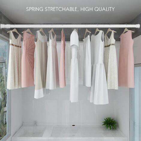Spring Loaded Extendable Telescopic Net Voile Tension Curtain Rail Pole Rod Rods White 60110cm
