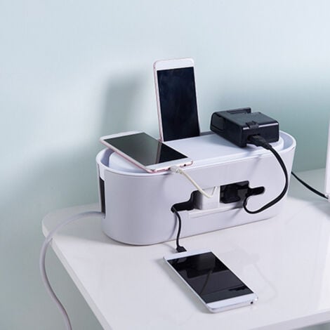 Cable Management Box - Stylish Cord Organizer Hides Power Strip and Keeps Cords Untangled Surge Protector Cover