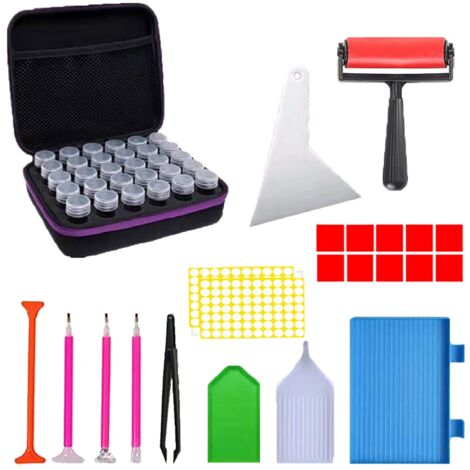 5D Accessory Boxes, 30 Pieces Storage Box with Straight Handle Roller