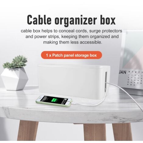 Cable Management Box, ABS Organizer Cord Hider Computer Power Lines, Route Cables, Under Desk Strip