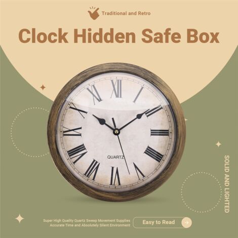 Storage Wall Clock Indoor Use As Secret Hidden Compartment With ...