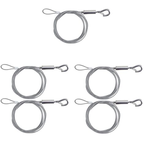 4 PCS Adjustable Picture Hanging Wire With 2 Hooks 2m X 1.5mm Stainless Steel Wire Rope Heavy Duty Mirror Hanging Hardware For Mirror Photo Light Lamp Artwork Billboards