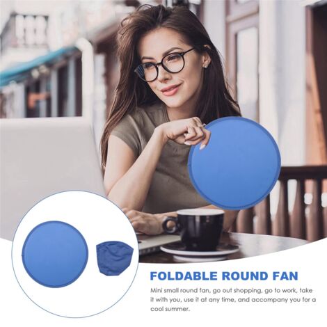 10X Blue Foldable Round Fan