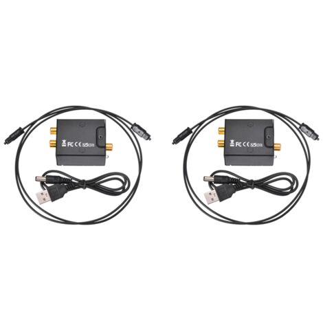 2X Digital to Analog Audio Converter Optical Fiber Toslink Coaxial ...
