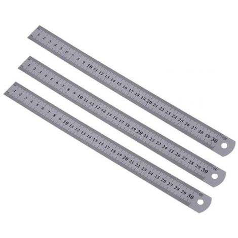 3X Stainless Steel Measuring Ruler Metric Function 30cm 12Inch