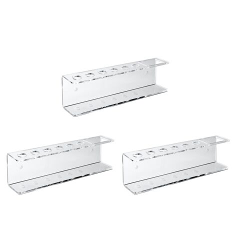 3X Acrylic Dry Erase Marker Holder Wall Mounted, Clear Eraser Organizer 6 Slots for School Office