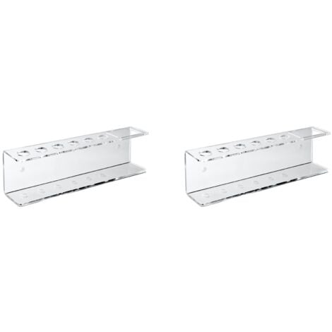 2X Acrylic Dry Erase Marker Holder Wall Mounted, Clear Eraser Organizer 6 Slots for School Office