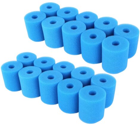 KAHEIGN 4Pcs Reusable Foam Pool Filter Cartridges - Type A For Intex Hot Tubs & Spas (Blue, 20x10x4cm)