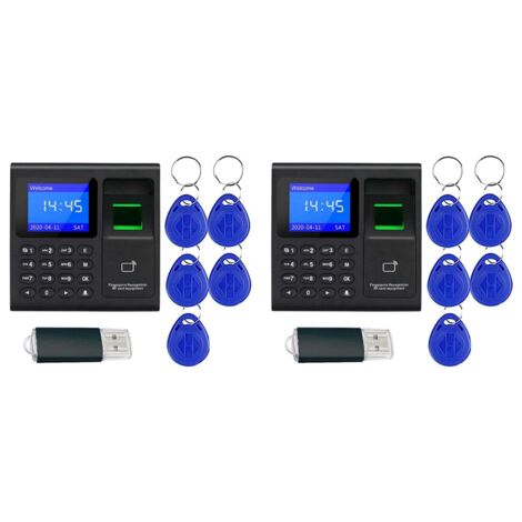 2X Fingerprint Password Time Clock Employee Attendance Machine with ...